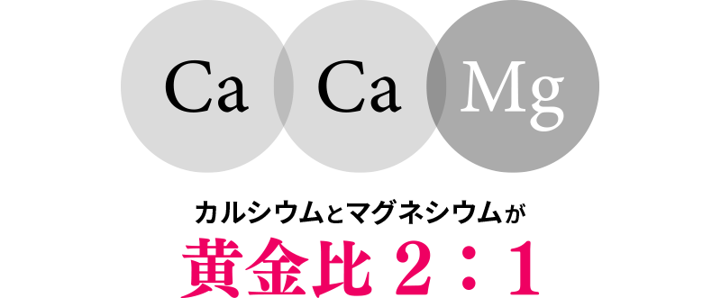 カルシウムとマグネシウムが黄金比2：1